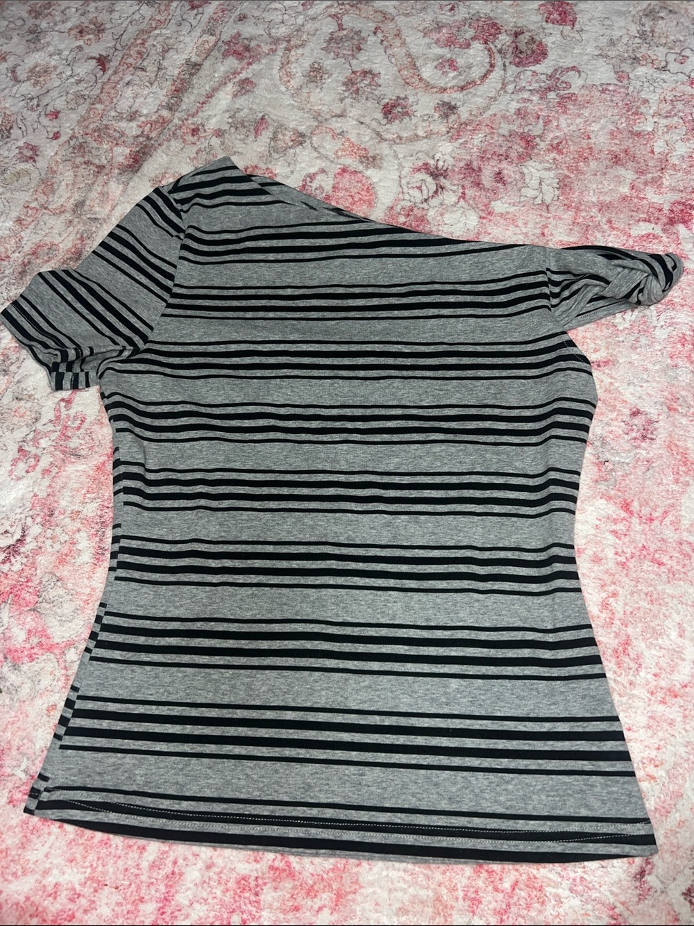 Princess Polly Grey and Black One-Shoulder Striped Top